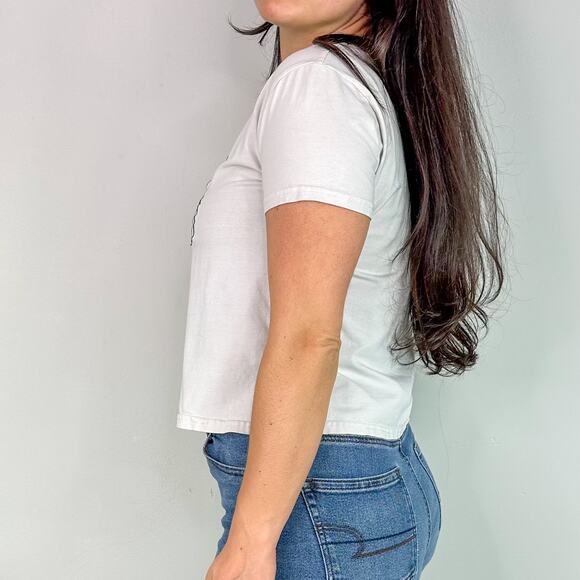 Off White Embroidered Green Plant Short Sleeve Tee - Picture 4 of 5